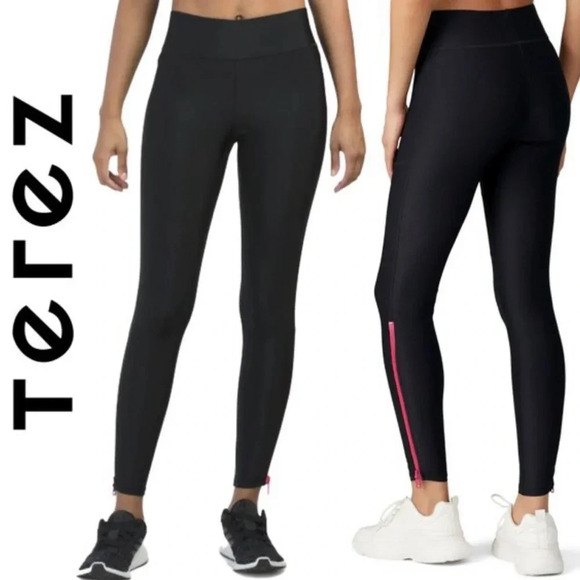 . NWT Terez High Rise Zipper Leggings large - Picture 1 of 5